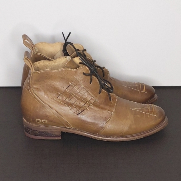 Bed Stu Women's Boot Size 9 Distressed Artisan Leather Unlined Natural Tan Lace - Picture 2 of 4